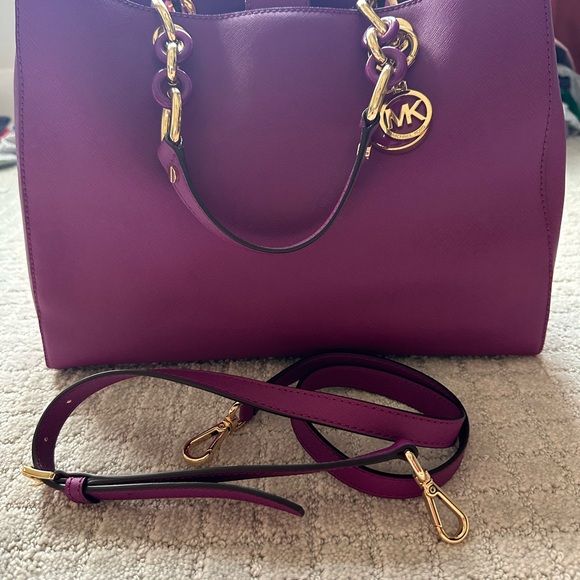 Michael Kors Purple Shoulder Bag with Gold Hardware